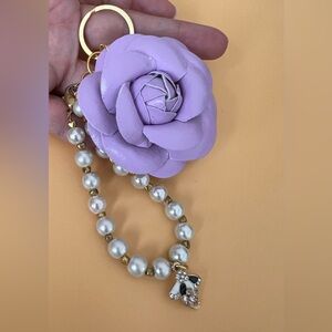 Lavender Rose Pearl Keychain Charm